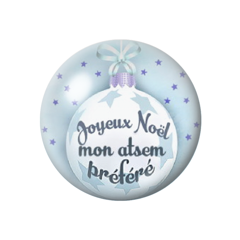 Cabochon en Verre Illustré "Joyeux Noël mon Atsem Préféré" 12 à 25mm
