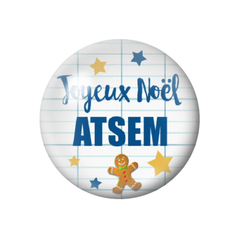 Cabochon en Verre Illustré "Joyeux Noël Atsem"12 à 25mm