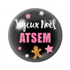 Cabochon en Verre Illustré "Joyeux Noël Atsem" 12 à 25mm pour la Création de Bijoux Fantaisie - DIY