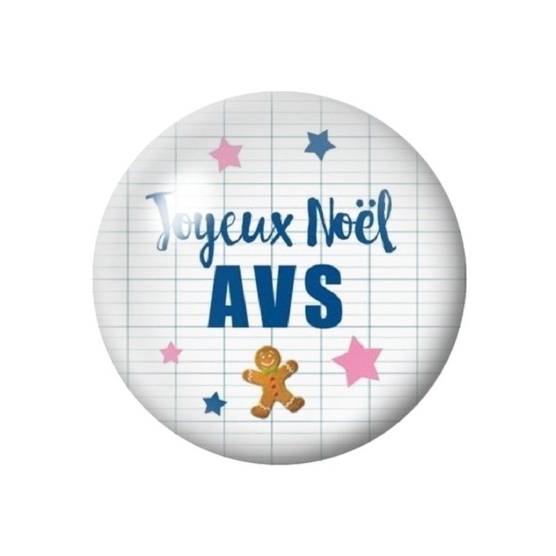Cabochon en Verre Illustré "Joyeux Noël AVS" 12 à 25mm