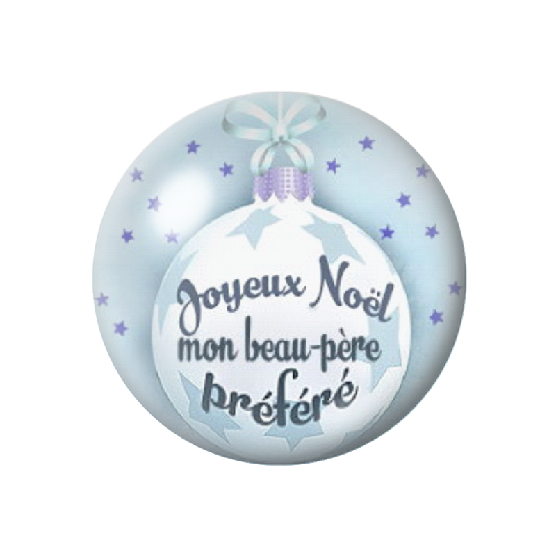Cabochon en Verre Illustré "Joyeux Noël mon Beau-Père Préféré" 12 à 25mm