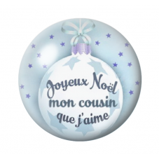 Cabochon en Verre Illustré "Joyeux Noël mon Cousin que j'aime" 12 à 25mm pour la Création de Bijoux Fantaisie - DIY