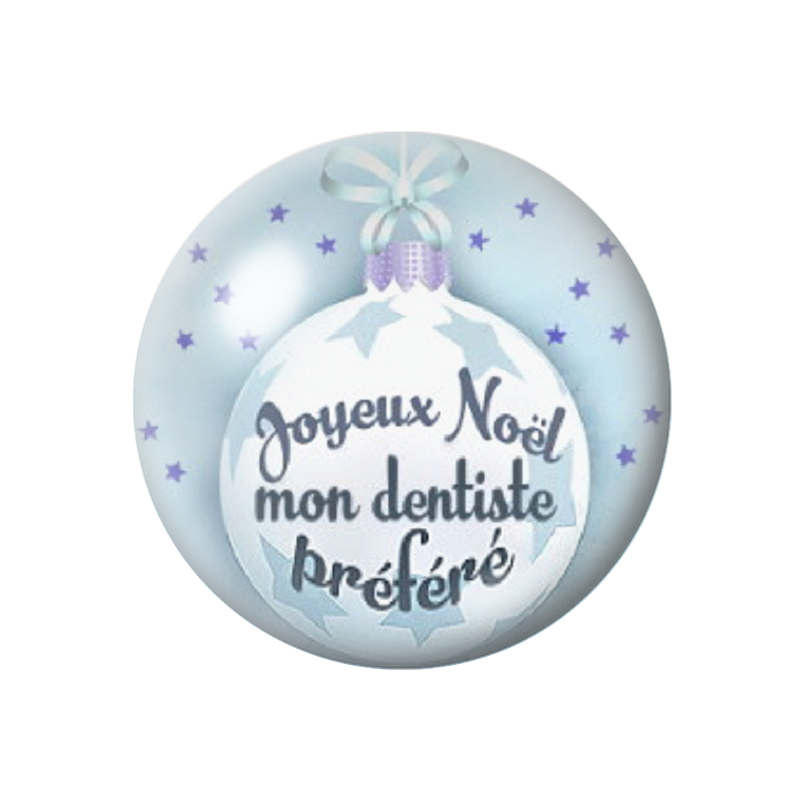 Cabochon en Verre Illustré "Joyeux Noël mon Dentiste Préféré" 12 à 25mm