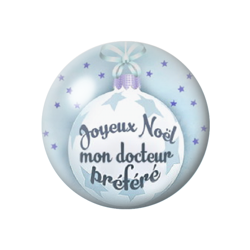 Cabochon en Verre Illustré "Joyeux Noël mon Docteur Préféré" 12 à 25mm