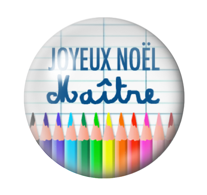 Cabochon en Verre Illustré "Joyeux Noël Maître" 12 à 25mm