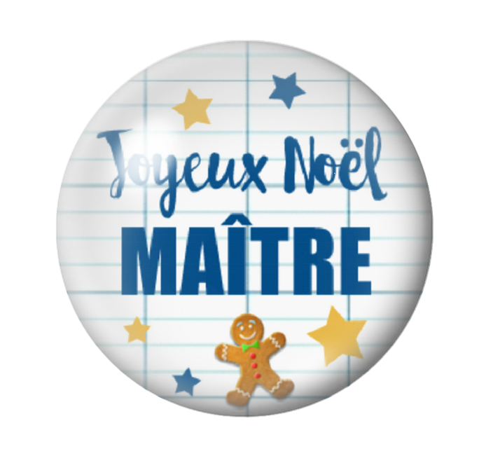 Cabochon en Verre Illustré "Joyeux Noël Maître" 12 à 25mm