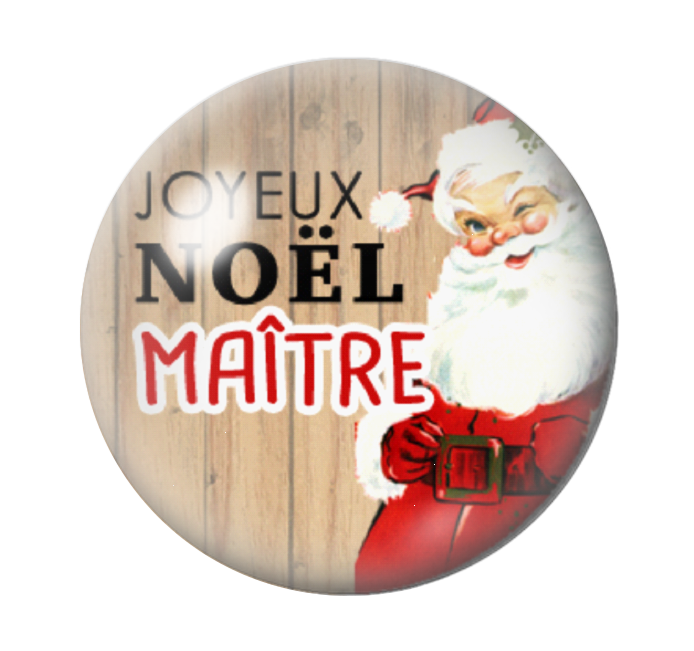 Cabochon en Verre Illustré "Joyeux Noël Maître" 12 à 25mm