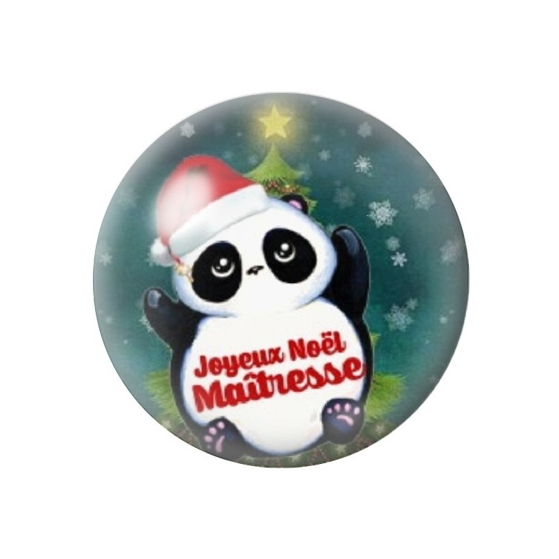 Cabochon en Verre Illustré "Joyeux Noël Maîtresse" 12 à 25mm