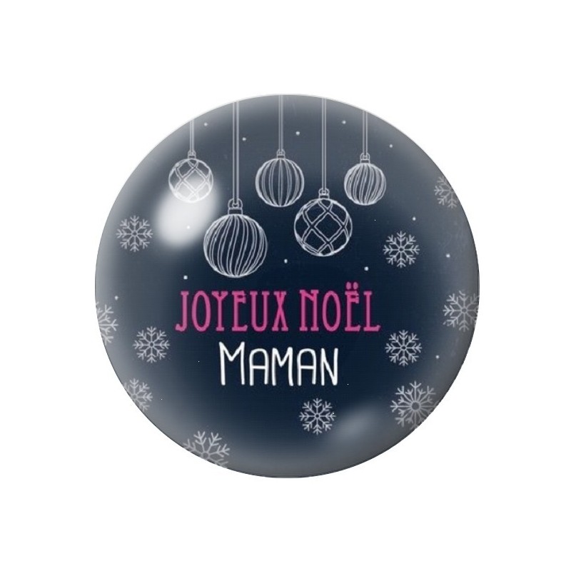 Cabochon en Verre Illustré "Joyeux Noël Maman" 12 à 25mm