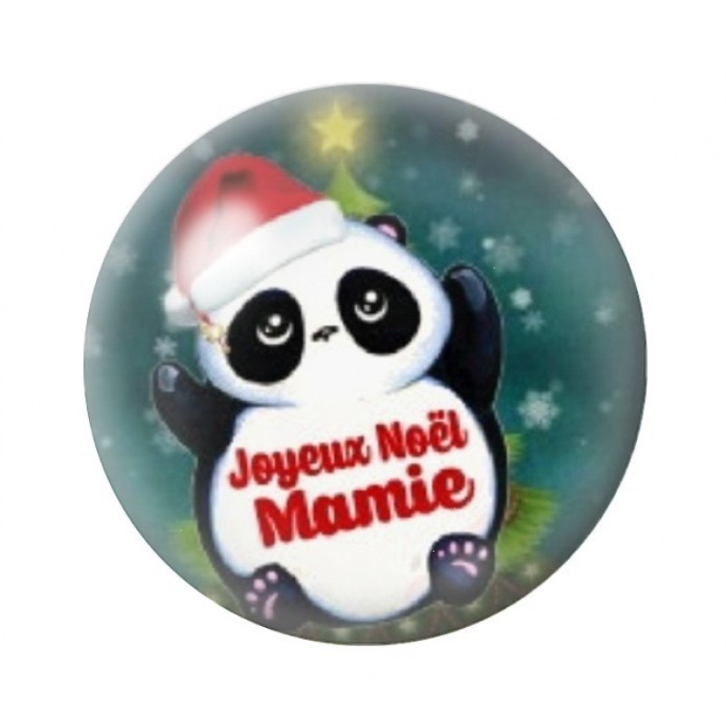 Cabochon en Verre Illustré "Joyeux Noël Mamie" 12 à 25mm