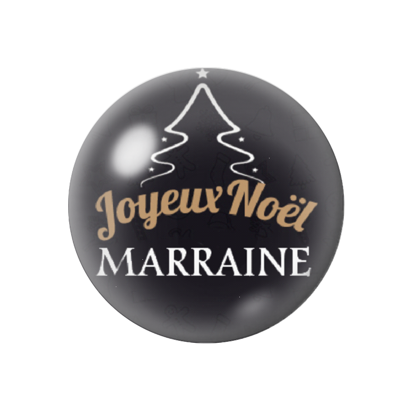 Cabochon en Verre Illustré "Joyeux Noël Marraine" 12 à 25mm
