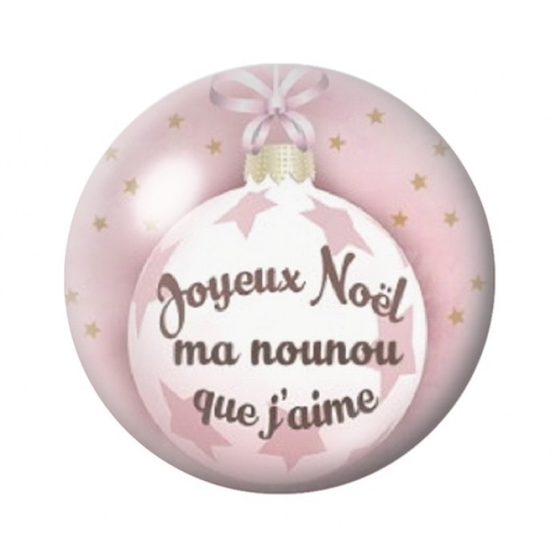Cabochon en Verre Illustré "Joyeux Noël ma Marraine que j'aime" 12 à 25mm
