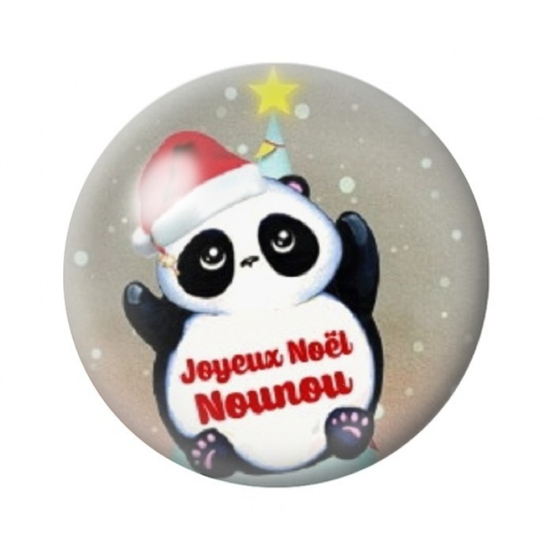 Cabochon en Verre Illustré "Joyeux Noël Nounou" 12 à 25mm