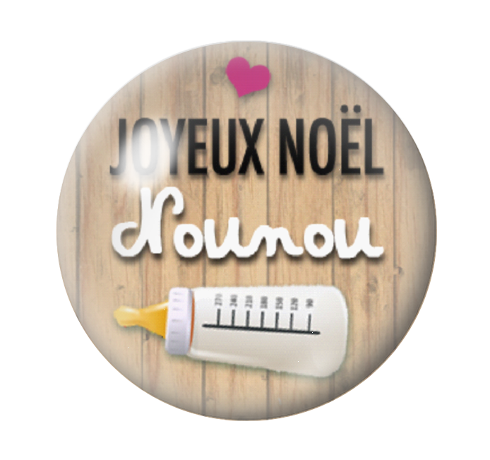Cabochon en Verre Illustré "Joyeux Noël Nounou" 12 à 25mm