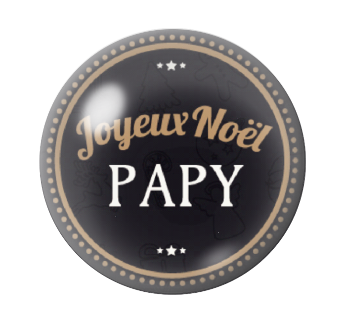 Cabochon en Verre Illustré "Joyeux Noël Papy" 12 à 25mm