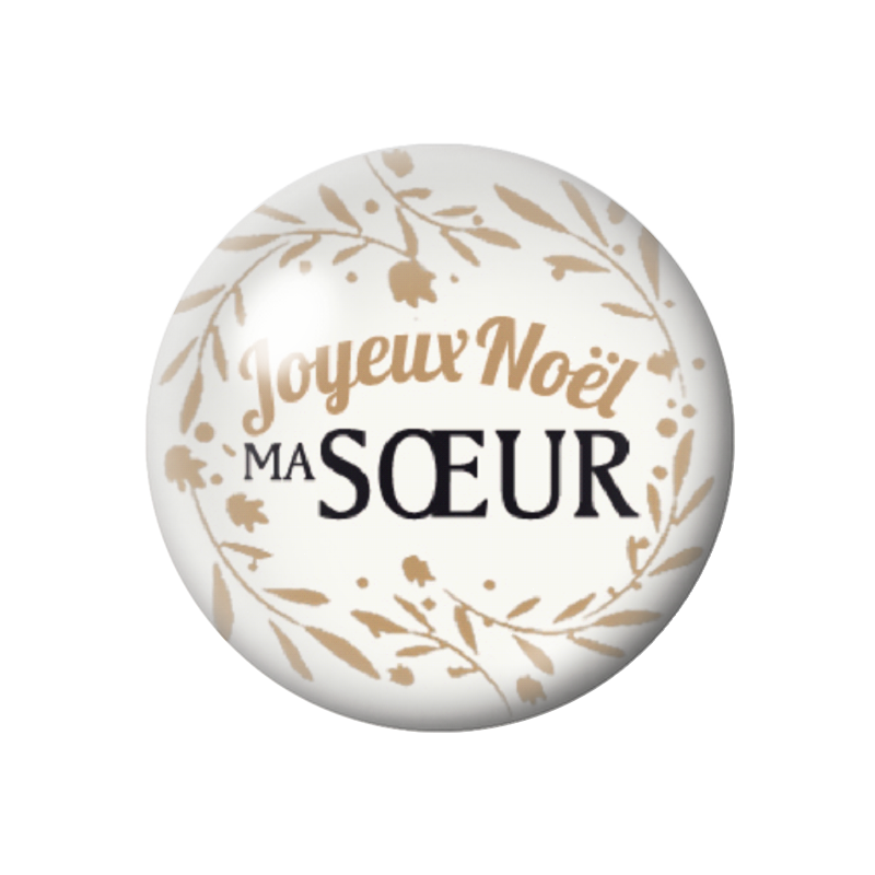 Cabochon en Verre Illustré "Joyeux Noël ma Soeur" 12 à 25mm