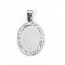 Support Pendentif Strass Argenté pour Cabochon 13x18mm pour la Création de Bijoux Fantaisie - DIY
