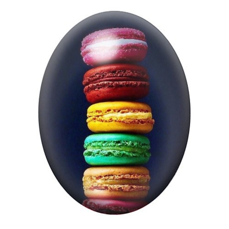 Cabochon en Verre Illustré Pile de Macarons Multicolores 13x18, 18x25 ou 30x40mm