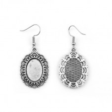 1 Paire de Supports Boucles d'Oreilles Crochets Argentés pour Cabochon Ovale 13x18mm