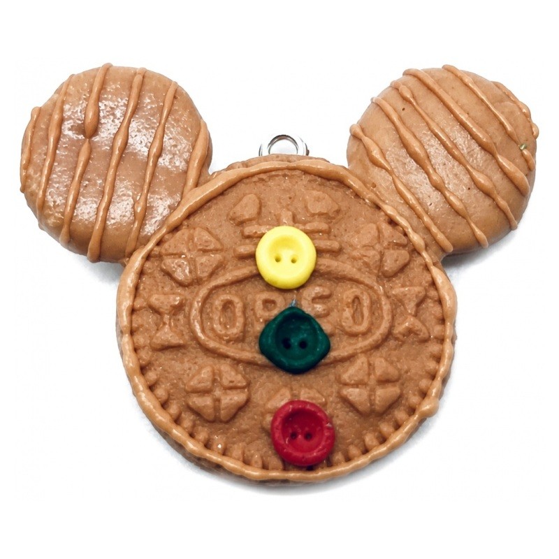 Breloque Macaron Tête de Souris Noël en Pâte Polymère Fimo 40X37mm