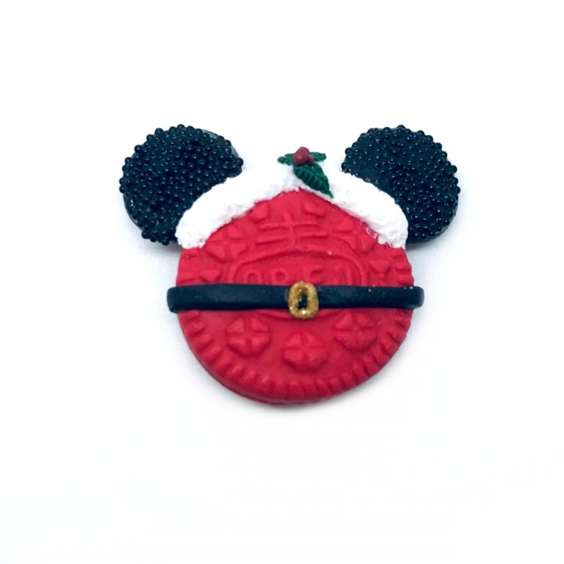 Breloque Macaron Tête de Souris Noël en Pâte Polymère Fimo 40X37mm