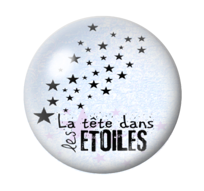 Cabochon en Verre Illustré "La tête dans les étoiles" 12 à 25mm