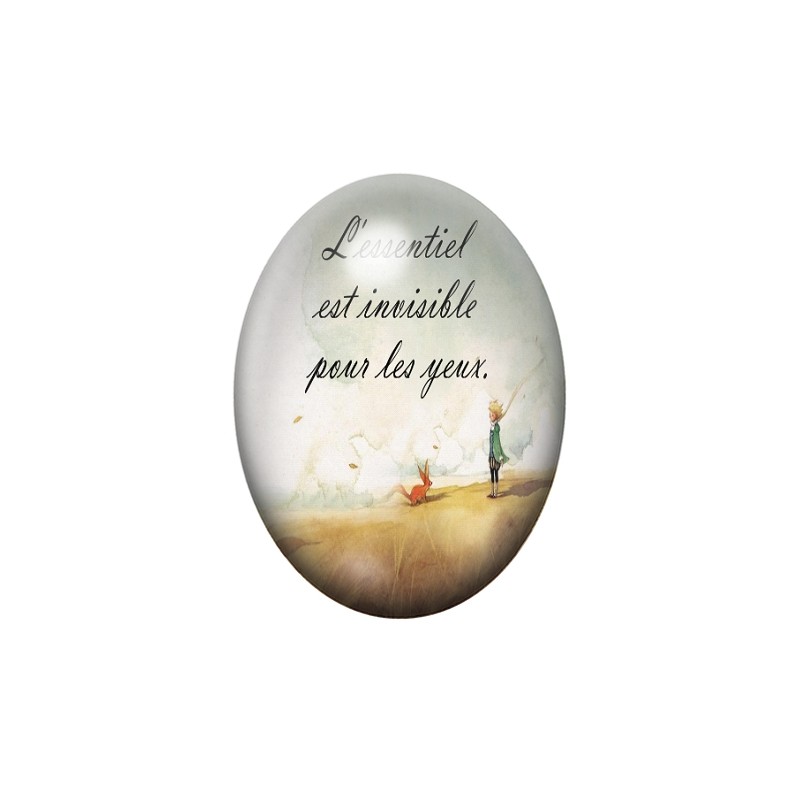 Cabochon en Verre Illustré Petit Garçon et Renard 13x18, 18x25 ou 30x40mm