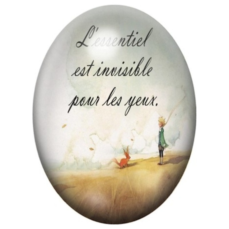 Cabochon en Verre Illustré Petit Prince L’Essentiel est Invisible 13x18, 18x25 ou 30x40mm