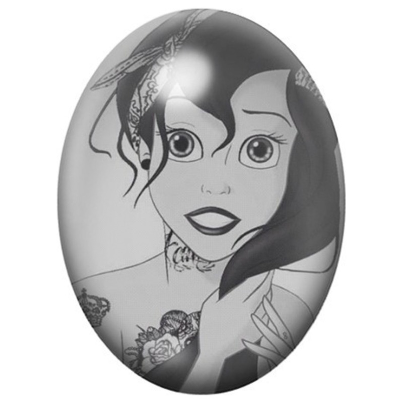 Cabochon en Verre Illustré Petite Sirène Gothique Tatouée 13x18, 18x25 ou 30x40mm