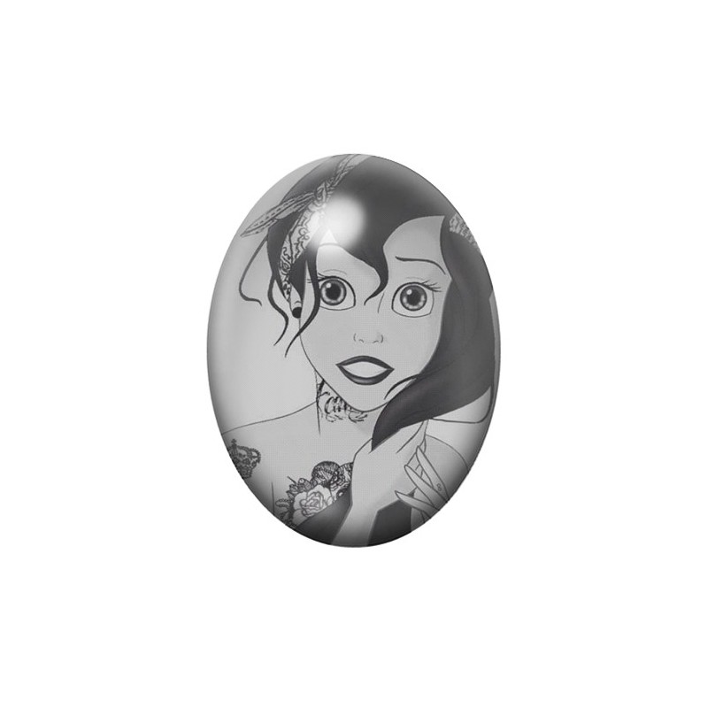 Cabochon en Verre Illustré Princesse La Petite Sirène Gothique 13x18, 18x25 ou 30x40mm