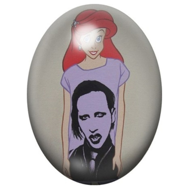 Cabochon en Verre Illustré Petite Sirène Rock au Portrait 13x18, 18x25 ou 30x40mm