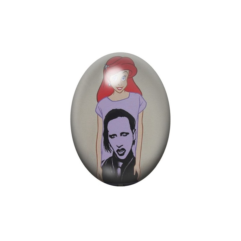 Cabochon en Verre Illustré Princesse La Petite Sirène Gothique 13x18, 18x25 ou 30x40mm