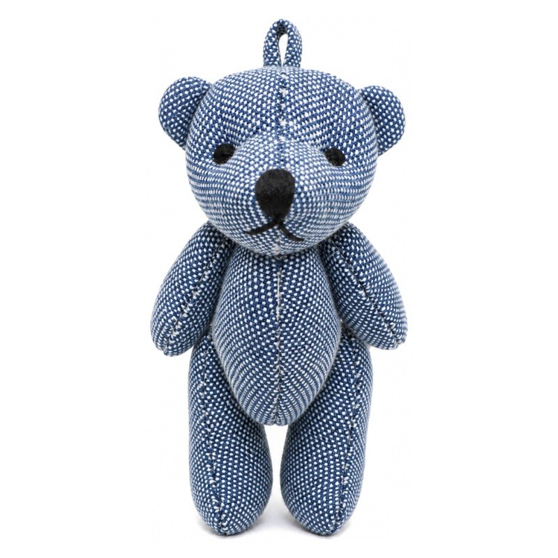 10 Pendentifs Mini Nounours Peluche Bleu Jean 6cm