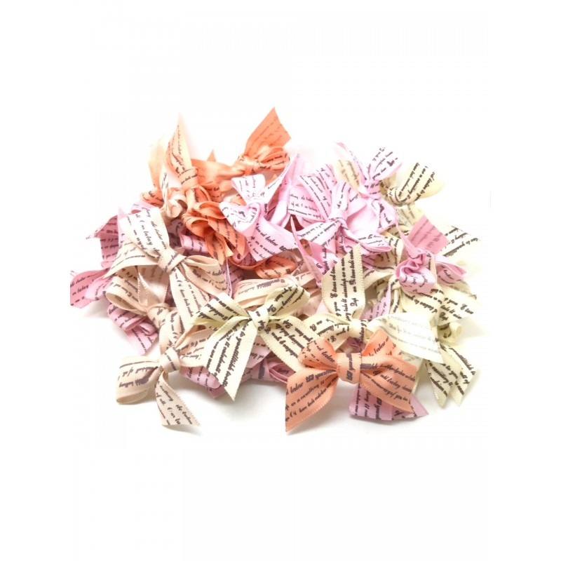 50 Noeuds Imprimés Écriture en Satin 45mm