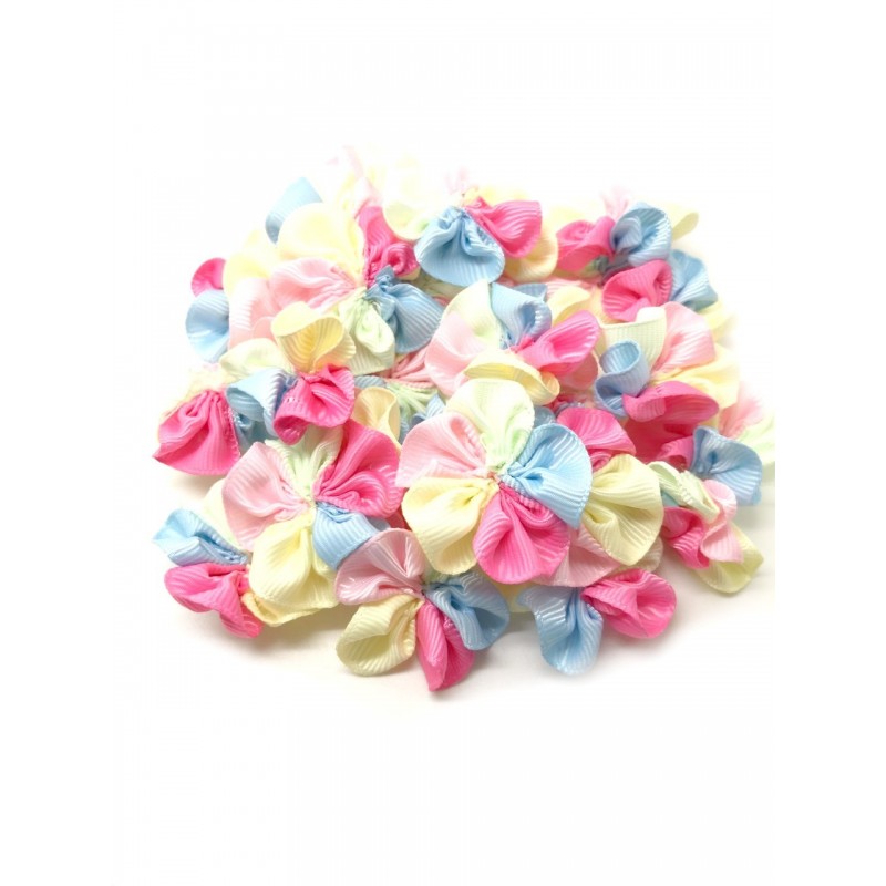 50 Nœuds Multicolores en Tissu Gros Grain 30mm
