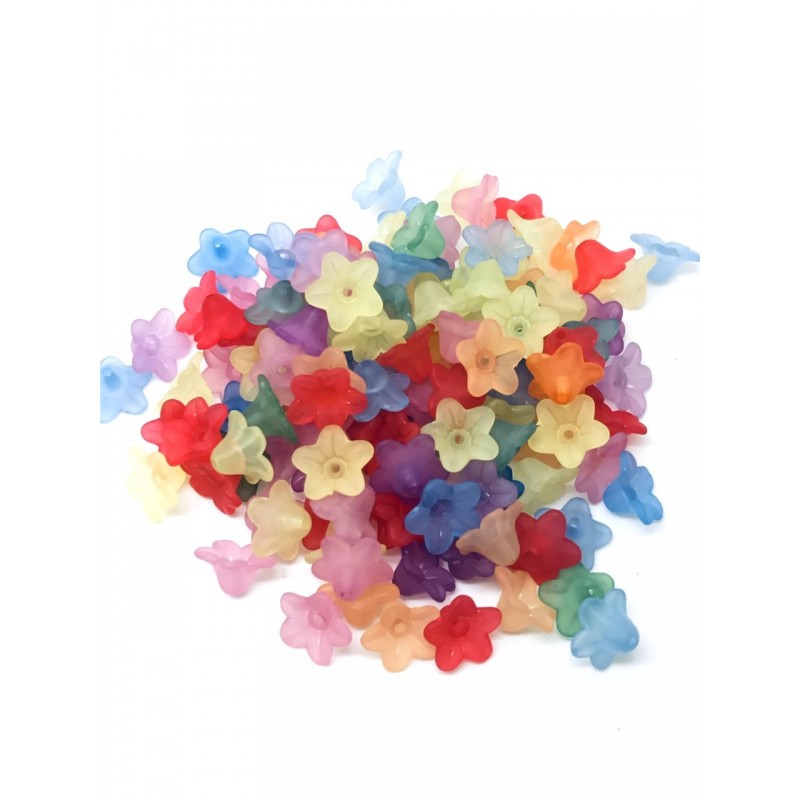 30 Perles Coupelles Fleurs en Acrylique Multicolore 10mm