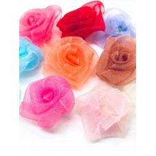 40 Appliques Roses en Organza Multicolore 20mm