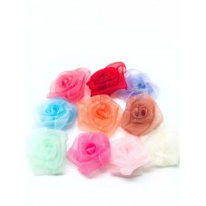 40 Appliques Fleurs Roses Noeuds en Organza 20mm