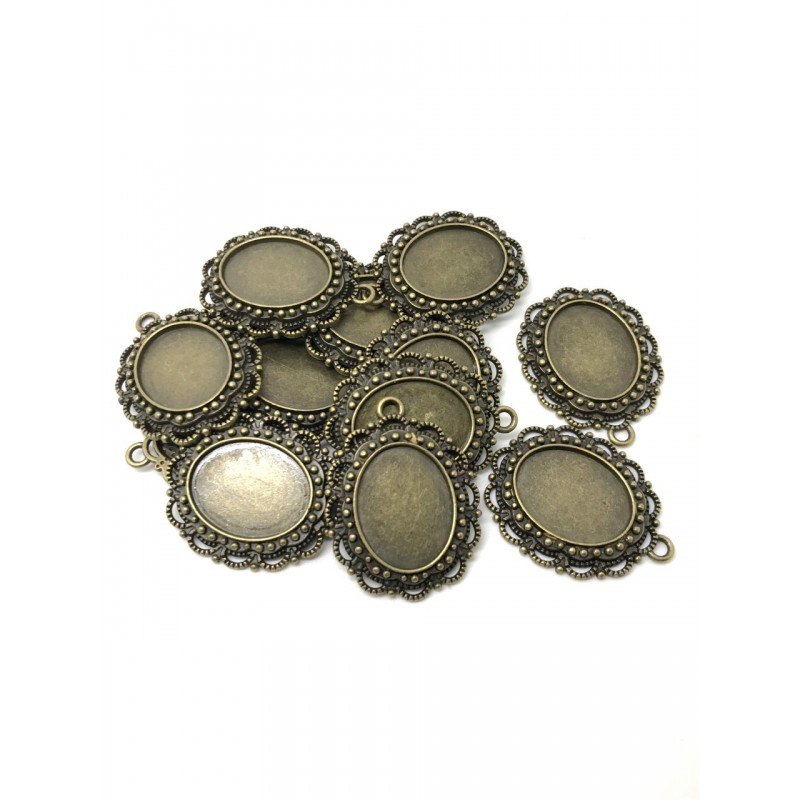 10 Supports Pendentif  Bronze pour Cabochon 14x18mm
