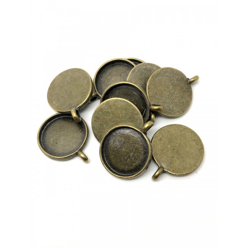 10 Supports Pendentifs Bronze pour Cabochon 20mm