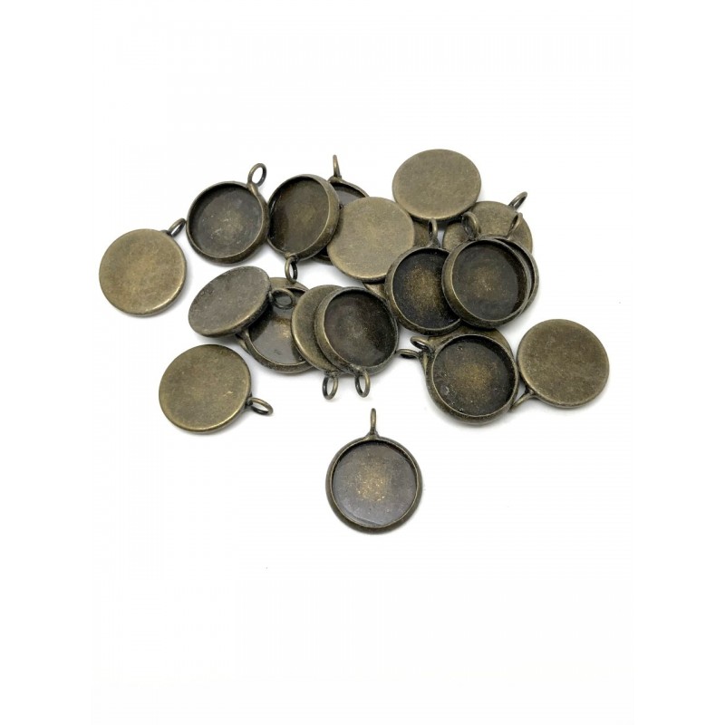 20 Supports Pendentifs Bronze pour Cabochon 12mm