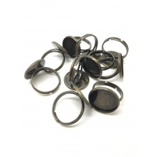 10 Supports Bague Ajustable Bronze pour Cabochon 16mm pour la Création de Bijoux Fantaisie - DIY