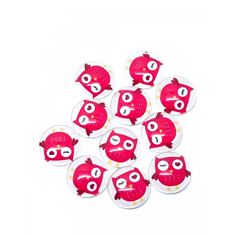 10 Cabochons en Verre Hibou 12mm