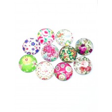 10 Cabochons en Verre Motif Floral 12mm pour la Création de Bijoux Fantaisie - DIY