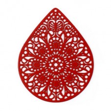 Grande Breloque Pendentif Filigrane Ajouré en Email 39x49mm