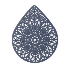 Grande Breloque Pendentif Filigrane Ajouré en Email 39x49mm