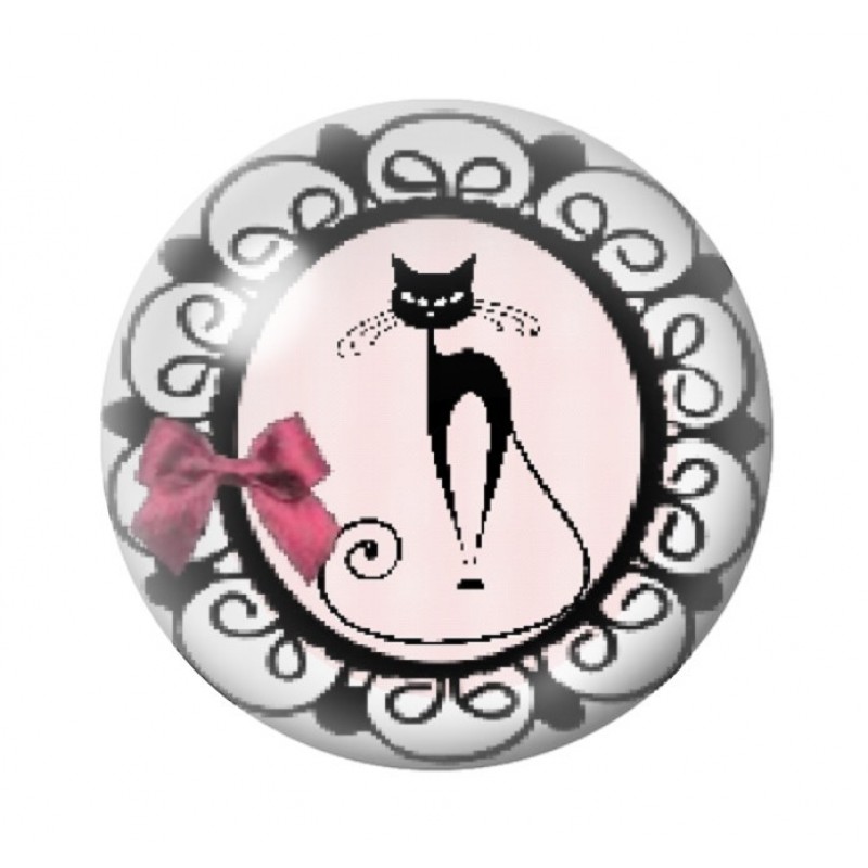 Cabochon en Verre Illustré Chat 12 à 25mm