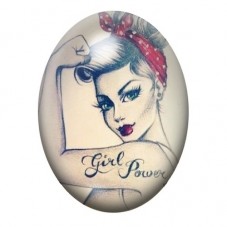 Cabochon en Verre Illustré Girl Power au Foulard Rouge 13x18, 18x25 ou 30x40mm pour la création de bijoux fantaisie - DIY