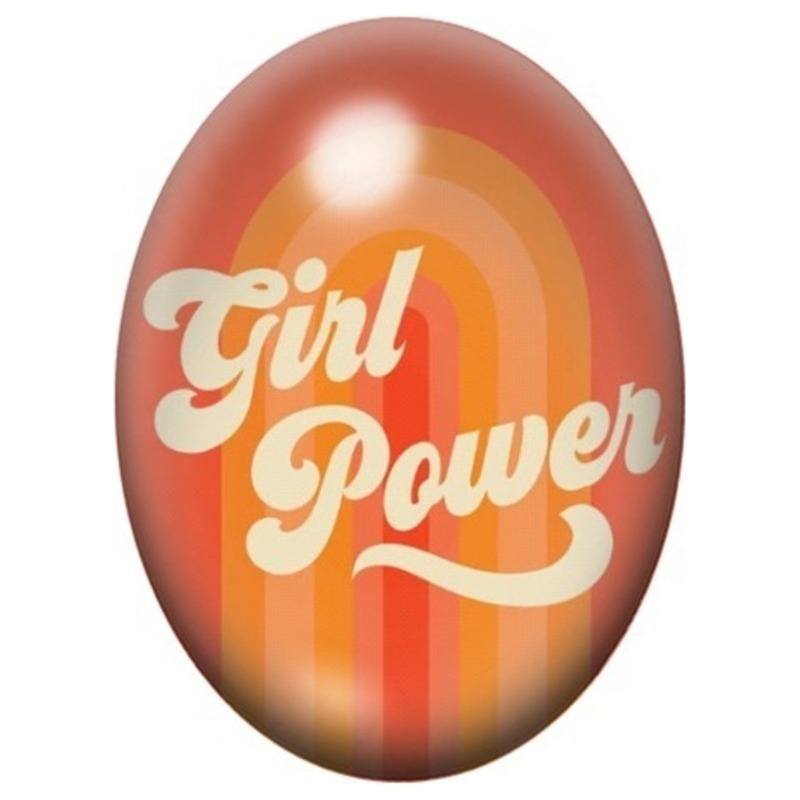 Cabochon en Verre Illustré Girl Power en Typographie Rétro Orange 13x18, 18x25 ou 30x40mm
