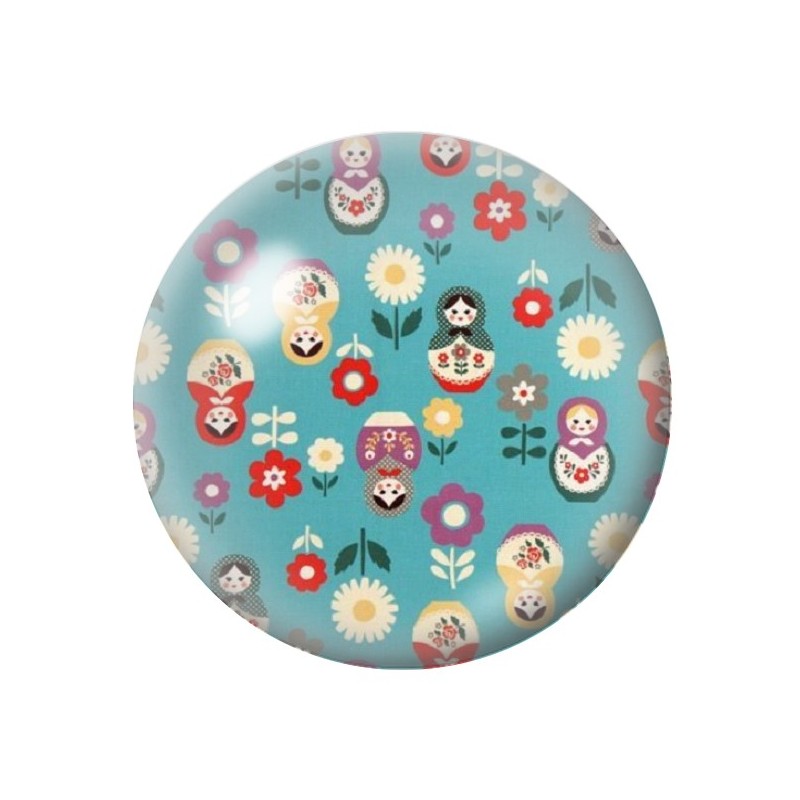 Cabochon en Verre Illustré Poupée Russe 12 à 25mm